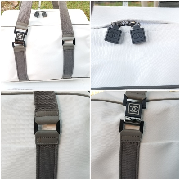 Chanel Rare Sports Line White Canvas Vintage Boston 40 duffle Carryall Tote bag - Picture 15 of 16